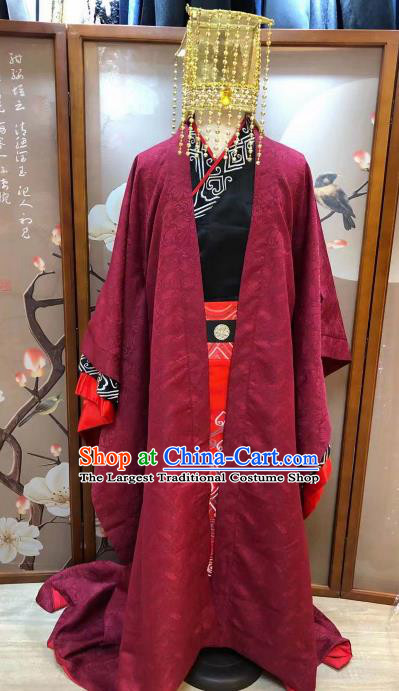 Chinese Ancient Han Dynasty Emperor Costumes Traditional Stage Performance Clothing for Men