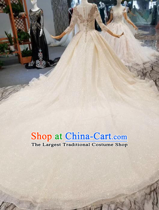 Custom Wedding Bride Costumes Chorus Embroidered Champagne Full Dress Top Grade Bridal Gown for Women