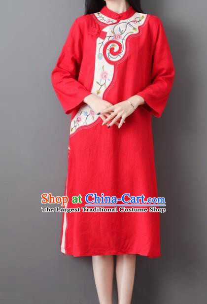 Chinese Traditional Red Cheongsam Costume China National Qipao Dress for Women