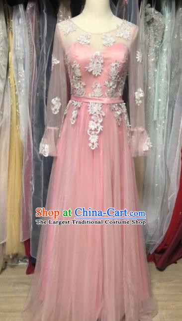 Custom Compere Pink Full Dress Wedding Bride Costumes Top Grade Bridal Gown for Women