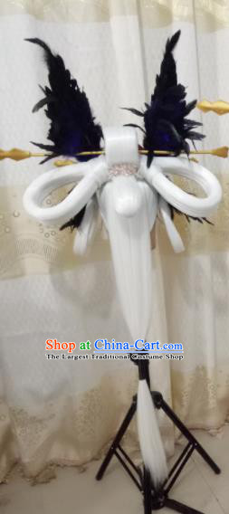 Chinese Cosplay Fairy Princess White Wigs Ancient Female Swordsman Hair Chignon and Accessories for Women