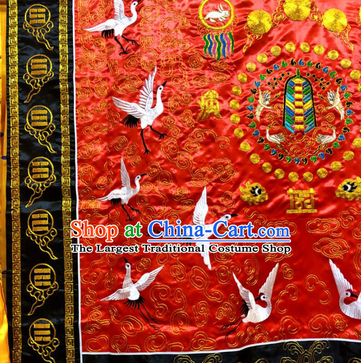 Chinese Taoism Embroidered Crane Peacock Red Priest Frock Cassock Traditional Taoist Rite Costume for Men