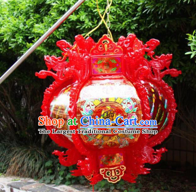 Chinese Traditional Handmade Red Dragon Phoenix Ceiling Lantern New Year Palace Lamp