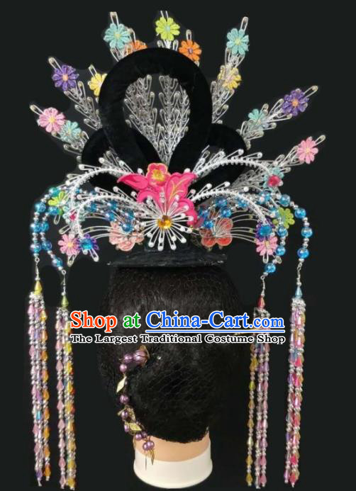 Chinese Traditional Peking Opera Queen Colorful Phoenix Crown Hairpins Handmade Beijing Opera Diva Hair Accessories for Women