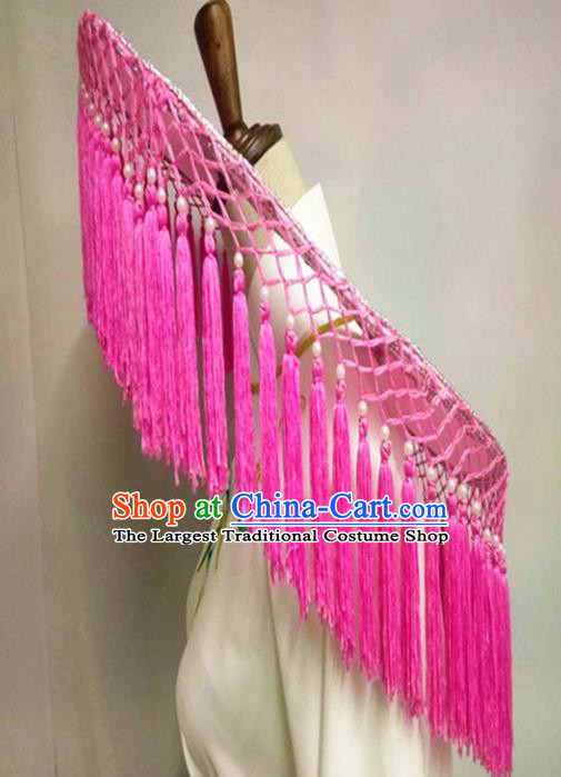 Chinese Traditional Peking Opera Fisher Girl Pink Tassel Hat Handmade Beijing Opera Diva Hair Accessories for Women