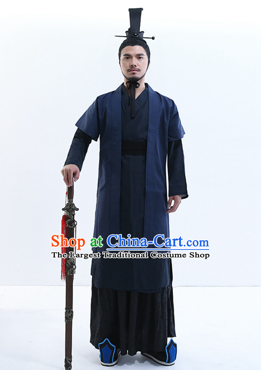 Yue Fei Superhero General Ancient Style Costume Hanfu Dresses Han Fu Garment Outfits Complete Set for Men