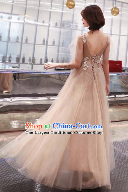 Top Grade Compere Champagne Veil Full Dress Annual Gala Stage Show Chorus Costume for Women