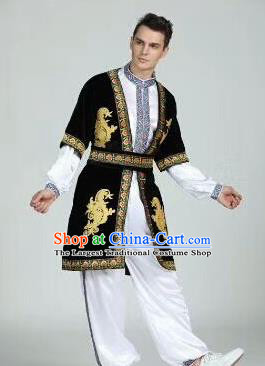 Chinese Traditional Uyghur Nationality Outfits Xinjiang Ethnic Minority Folk Dance Stage Show Costume for Men
