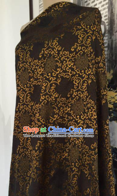 Asian Chinese Traditional Chrysanthemum Pattern Design Brown Gambiered Guangdong Gauze Fabric Silk Material
