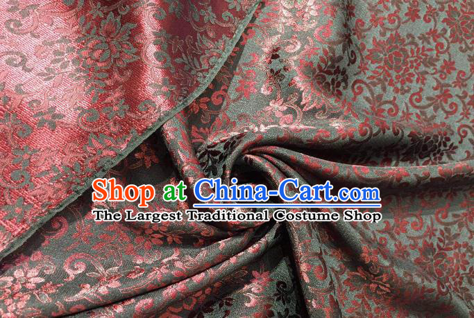 Asian Chinese Traditional Red Flowers Pattern Design Gambiered Guangdong Gauze Fabric Silk Material