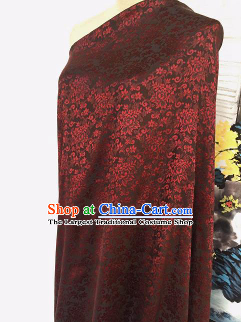 Asian Chinese Traditional Red Flowers Pattern Design Gambiered Guangdong Gauze Fabric Silk Material