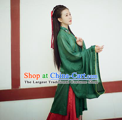 Chinese Ancient Drama Princess Green Blouse and Skirt Traditional Ming Dynasty Nobility Lady Costumes for Women