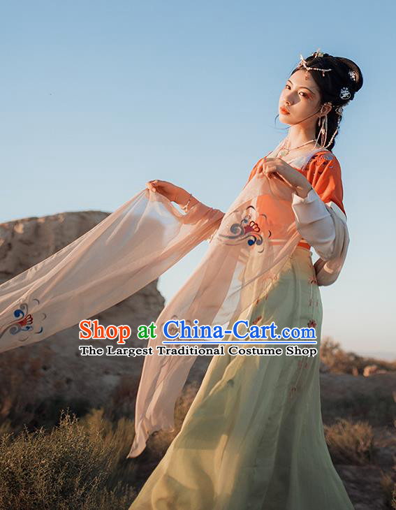 Chinese Ancient Court Maid Hanfu Dress Traditional Tang Dynasty Flying Apsaras Goddess Dance Costumes for Women