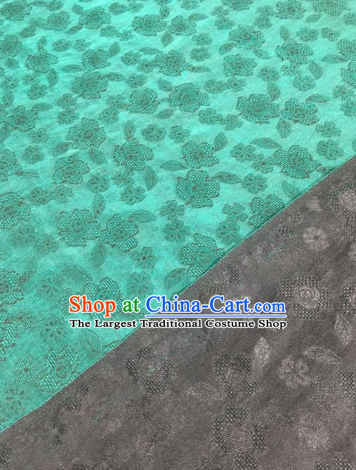 Asian Chinese Traditional Roses Pattern Design Green Gambiered Guangdong Gauze Fabric Silk Material