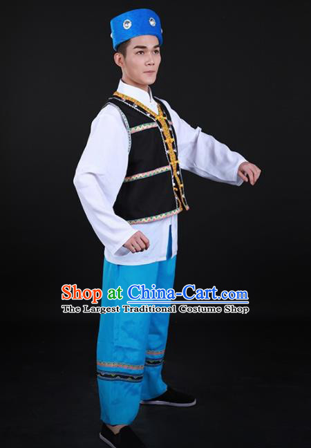 Chinese Traditional Bonan Nationality Festival Outfits Ethnic Minority Folk Dance Stage Show Costume for Men