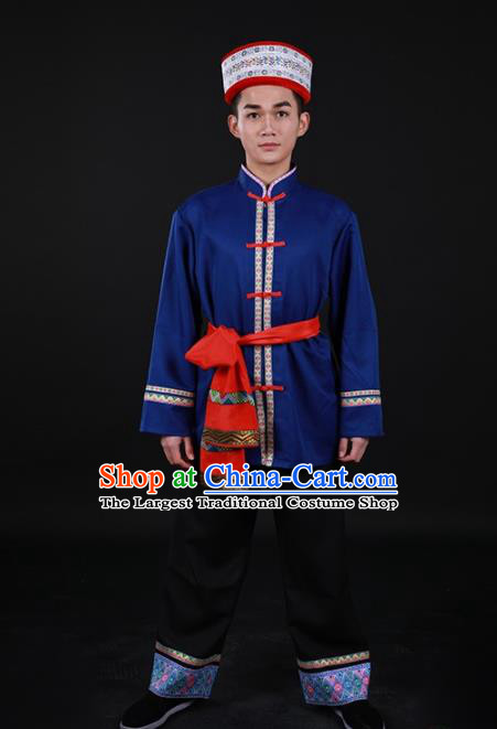 Chinese Traditional Achang Nationality Festival Outfits Ethnic Minority Folk Dance Stage Show Costume for Men