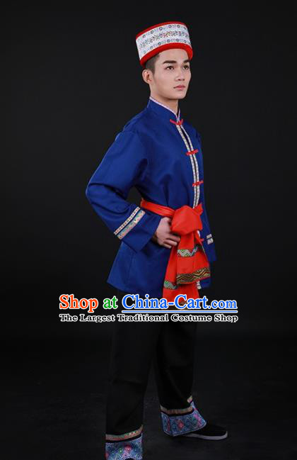 Chinese Traditional Achang Nationality Festival Outfits Ethnic Minority Folk Dance Stage Show Costume for Men