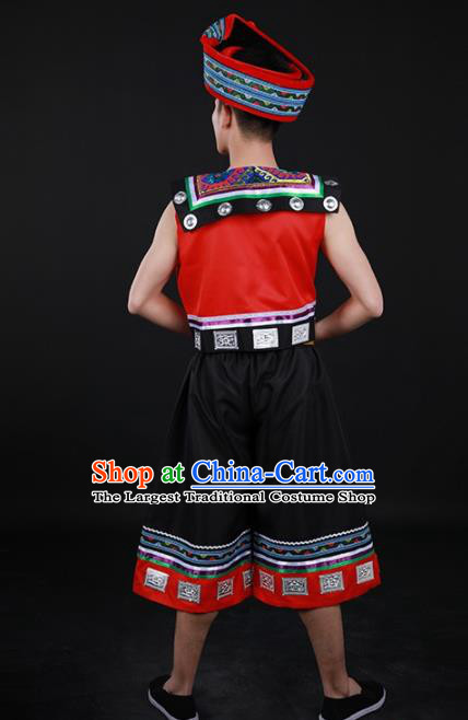Chinese Traditional Luoba Nationality Festival Outfits Lhoba Ethnic Minority Folk Dance Stage Show Costume for Men