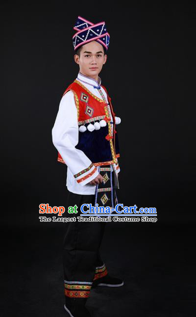 Chinese Traditional Tujia Nationality Festival Outfits Ethnic Minority Folk Dance Stage Show Costume for Men