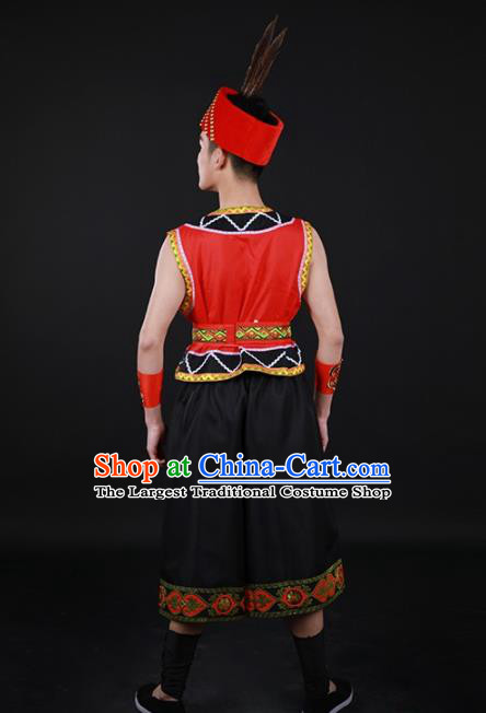 Chinese Traditional Gaoshan Nationality Festival Outfits Ethnic Minority Folk Dance Stage Show Costume for Men