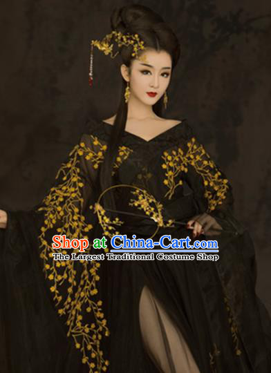 Chinese Ancient Court Princess Black Hanfu Dress Traditional Ming Dynasty Imperial Consort Costumes for Women