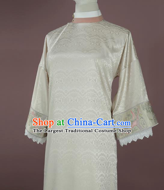 Chinese Traditional Beige Cheongsam Costume Republic of China Mandarin Qipao Dress for Women