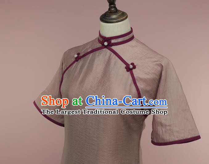 Chinese Traditional Khaki Cheongsam Costume Republic of China Mandarin Qipao Dress for Women