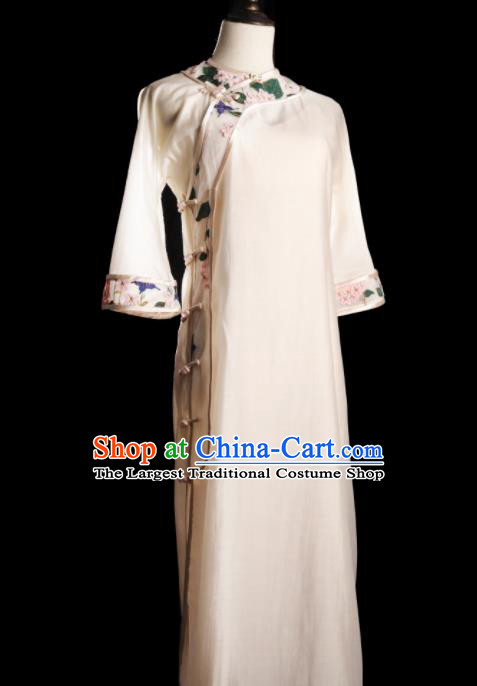 Chinese Traditional Champagne Cheongsam Costume Republic of China Mandarin Qipao Dress for Women