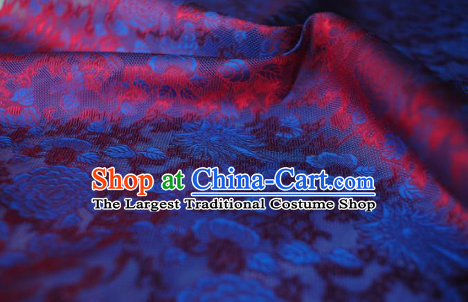 Asian Chinese Traditional Peony Pattern Design Wine Red Gambiered Guangdong Gauze Fabric Silk Material