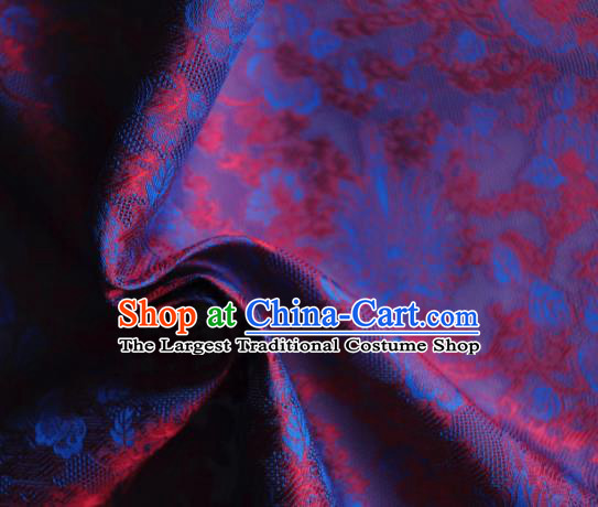 Asian Chinese Traditional Peony Pattern Design Wine Red Gambiered Guangdong Gauze Fabric Silk Material