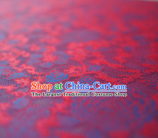 Asian Chinese Traditional Peony Pattern Design Wine Red Gambiered Guangdong Gauze Fabric Silk Material