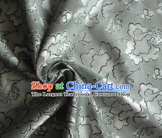 Asian Chinese Traditional Begonia Pattern Design Grey Gambiered Guangdong Gauze Fabric Silk Material