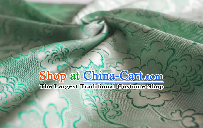 Asian Chinese Traditional Green Roses Pattern Design Gambiered Guangdong Gauze Fabric Silk Material