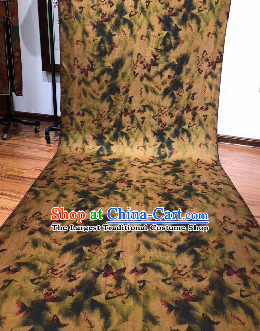 Asian Chinese Traditional Butterfly Pattern Design Ginger Gambiered Guangdong Gauze Fabric Silk Material