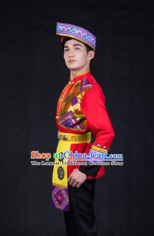 Chinese Traditional Zhuang Nationality Festival Compere Outfits Ethnic Minority Folk Dance Stage Show Costume for Men