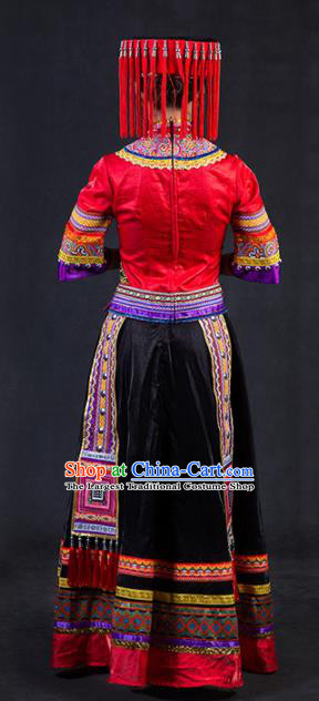 Chinese Traditional Yao Nationality Stage Show Wedding Dress Ethnic Minority Folk Dance Costume for Women