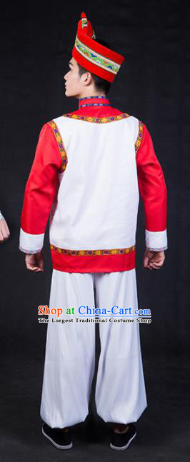 Chinese Traditional Zhuang Nationality Festival Compere Outfits Ethnic Minority Folk Dance Stage Show Costume for Men