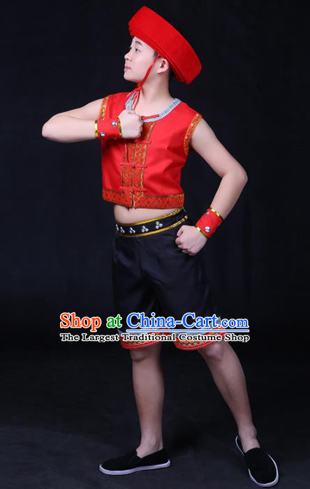 Chinese Traditional Jing Nationality Festival Compere Outfits Ethnic Minority Folk Dance Stage Show Costume for Men