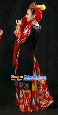 Chinese Traditional Ozbek Nationality Dress Ethnic Minority Folk Dance Stage Show Costume for Women