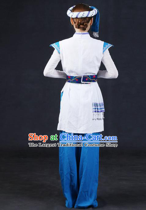 Chinese Traditional Tujia Nationality Stage Show Outfits Ethnic Minority Folk Dance Costume for Women
