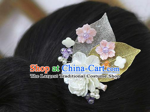 Korean Traditional Court Bride Shell Flower Hairpins Asian Korea Fashion Wedding Hair Accessories for Women