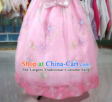 Korean Traditional Garment Bride Hanbok Embroidered Pink Blouse and Dress Outfits Asian Korea Fashion Costume for Women