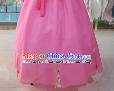 Korean Traditional Garment Bride Mother Hanbok Embroidered Yellow Blouse and Pink Dress Outfits Asian Korea Fashion Costume for Women