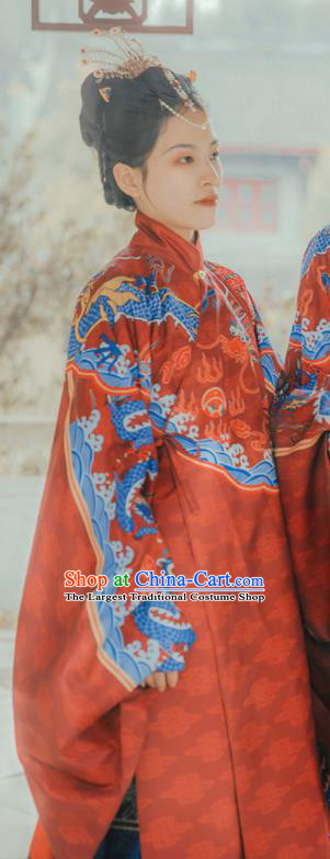 Chinese Traditional Ming Dynasty Palace Queen Wedding Embroidered Dress Ancient Royal Empress Costumes for Women
