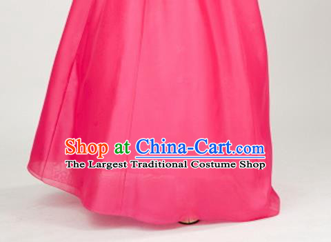 Korean Traditional Bride Mother Hanbok Blue Satin Blouse and Pink Dress Garment Asian Korea Fashion Costume for Women