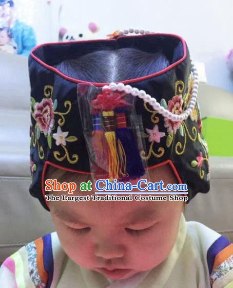 Korean Traditional Birthday Embroidered Hat Asian Korea Hanbok Hair Accessories for Kids