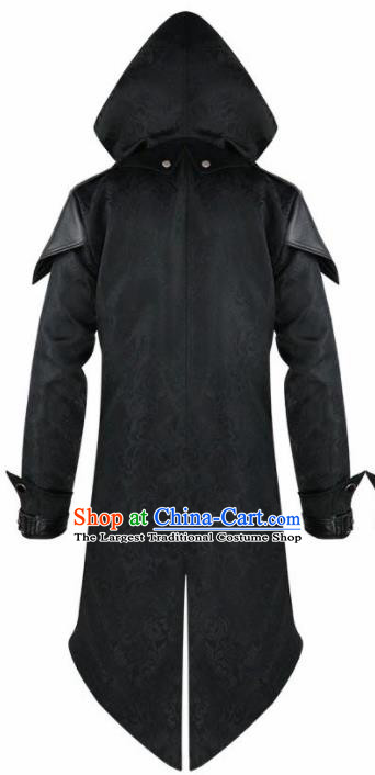 Western Middle Ages Drama Black Dust Coat European Traditional Knight Costume for Men