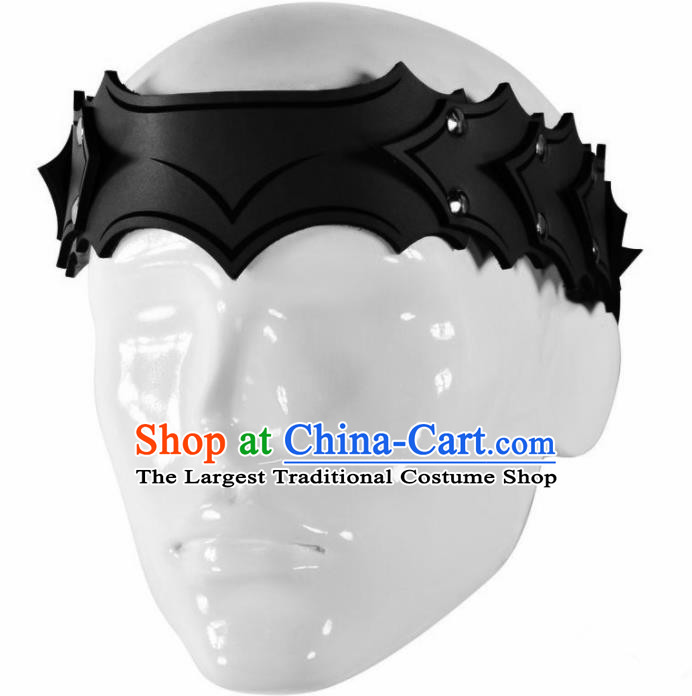 Western Middle Ages Hunter Black Leather Hair Clasp European Traditional Knight Headwear for Men
