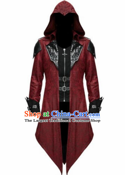 Western Halloween Middle Ages Drama General Red Coat European Traditional Knight Costume for Men