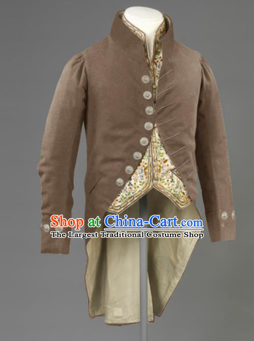 Western Middle Ages Drama Brown Coat European Traditional Knight Costume for Men